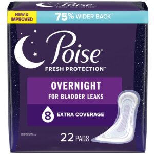 Poise Extra Coverage Overnight Incontinence Pads – Pack of 22