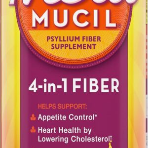 Metamucil 4-in-1 Psyllium Husk GLP-1 Friendly Fiber Supplement, Sugar-Free, 72 teaspoons, Orange Flavored, Daily Fiber P