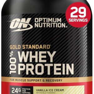 Optimum Nutrition Gold Standard Whey Protein Powder, Vanilla Ice Cream, 2LB