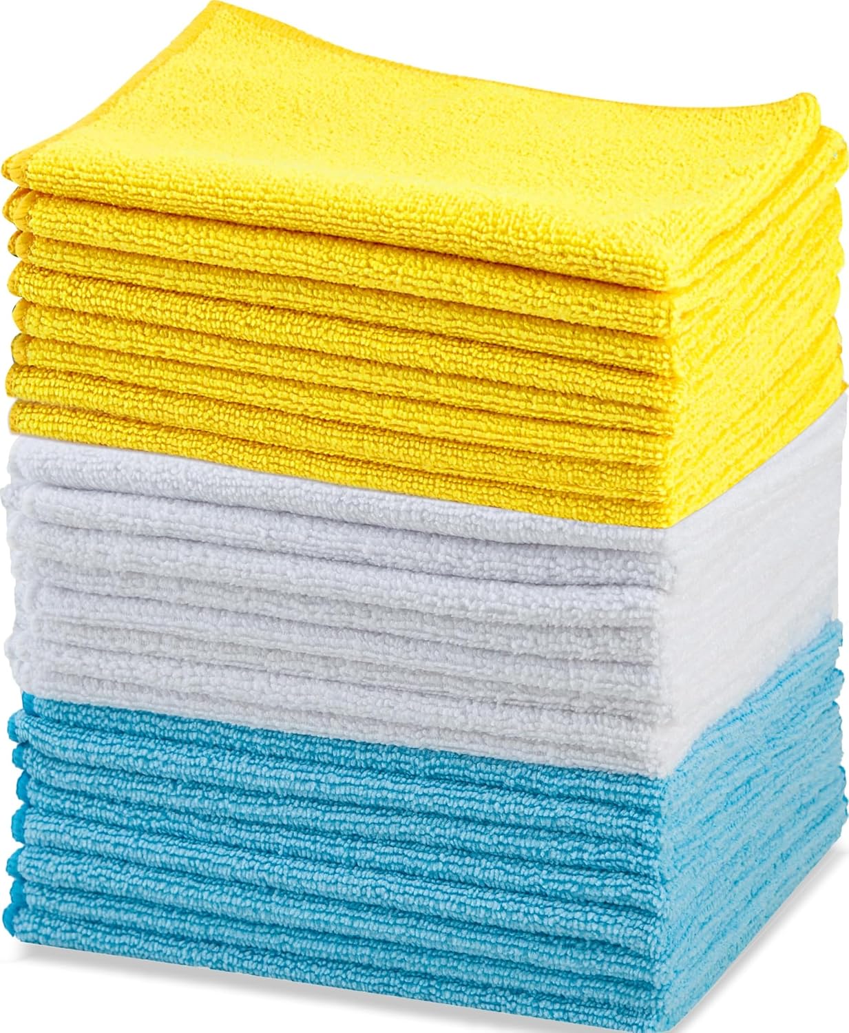 Amazon Basics Microfiber Cleaning Cloths, Ultra Absorbent, Lint Free, Streak Free, Non-Abrasive, Reusable and Washable,