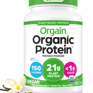 Orgain Organic Vegan 21g Protein Powder, Vanilla Bean, 2.03 lb