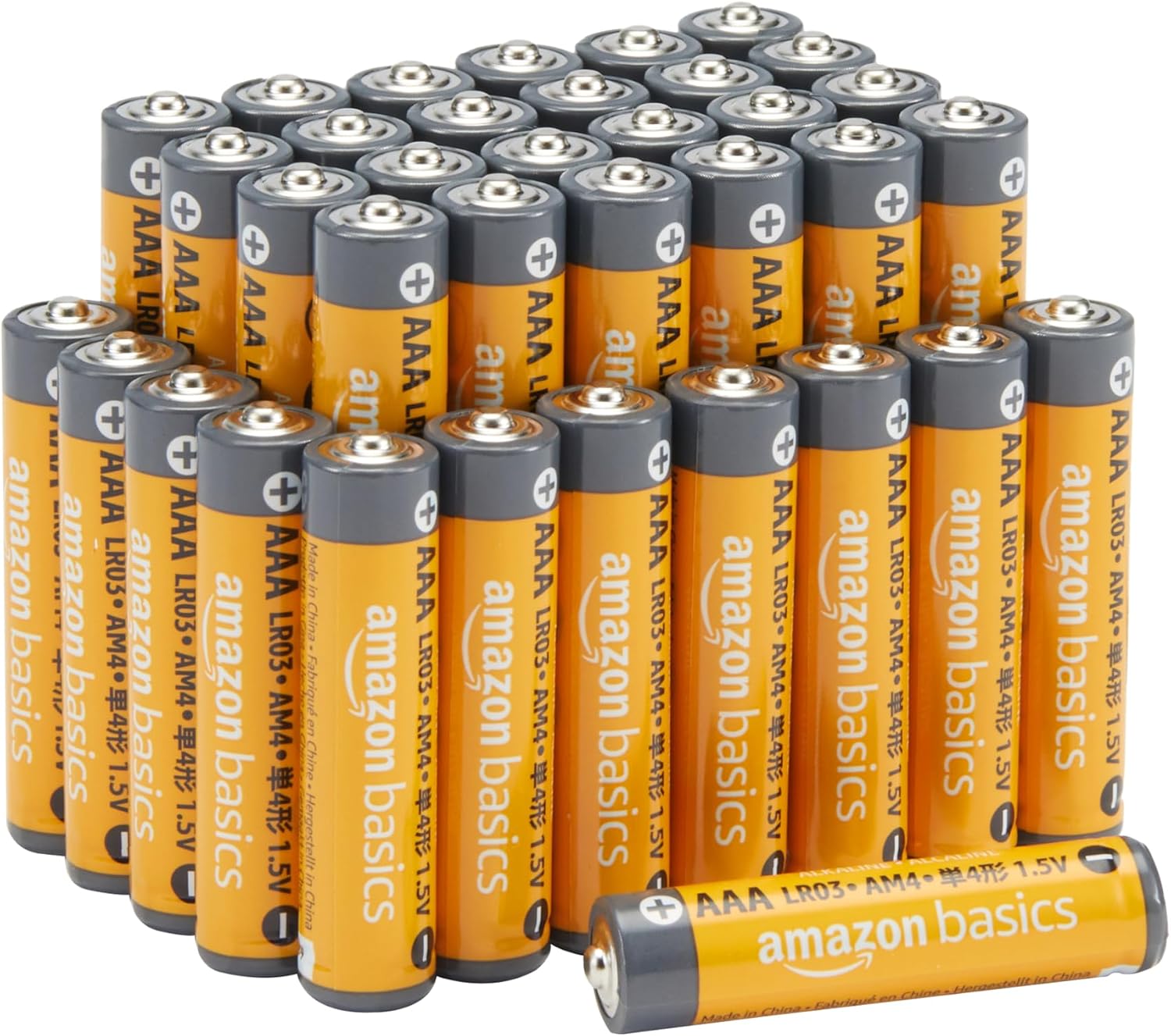 Amazon Basics AAA Long-Lasting Alkaline Batteries, 36-Count, 1.5 Volt, Reliable Performance, 10-Year Shelf Life, Emergen