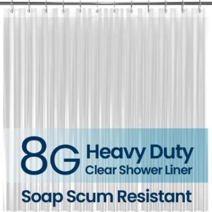 LiBa Shower Curtain PEVA 8G, 72x72 Inch Waterproof Clear