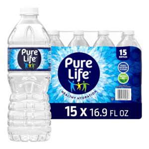 Pure Life Purified Bottled Water - 15 Pack, 16.9 Fl Oz