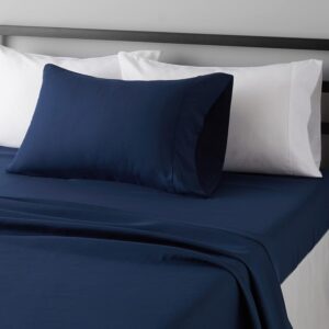 Amazon Basics Lightweight Super Soft Easy Care Wrinkle Free Microfiber 3 Piece Bed Sheet Set with 14-Inch Deep Pockets,