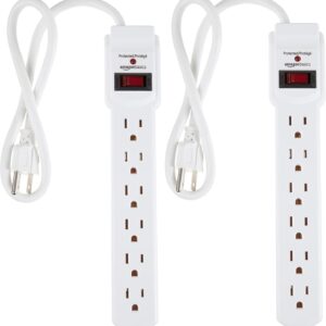 Amazon Basics Surge Protector Power Strip, 6-Outlet with 200J Protection, Circuit Breaker, LED Indicator, On/Off Switch,