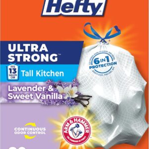 Hefty Ultra Strong 13 Gal Kitchen Trash Bags, White, Lavender Vanilla, 80ct