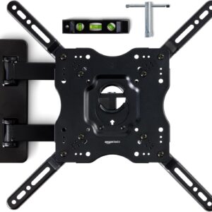 Amazon Basics Full Motion Articulating TV Wall Mount, with Swivel and Tilt, for 26" to 55" TVs and Flat Panels up to 80
