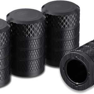 CKAuto Tire Valve Stem Caps, Aluminum Black, 4 pcs/Pack