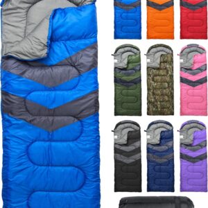 MalloMe Sleeping Bags for Adults Cold Weather & Warm - Backpacking Camping Sleeping Bag for Kids 10-12, Girls, Boys - Li