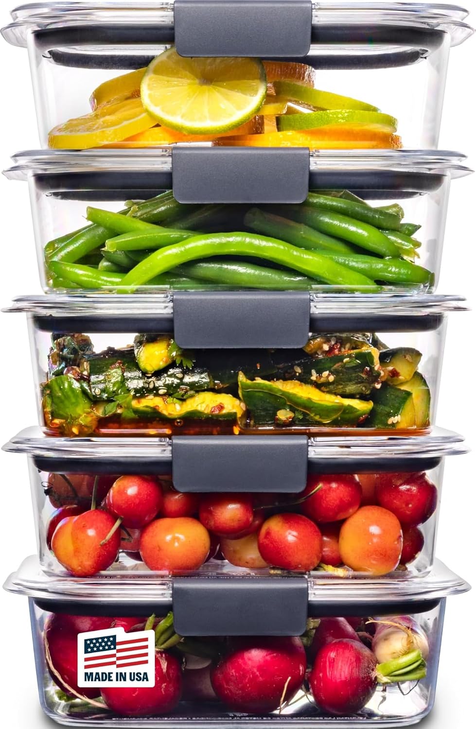 Rubbermaid Brilliance Tritan Plastic Food Storage Containers BPA Free Airtight Lids Ideal for Lunch Meal Prep & Leftover