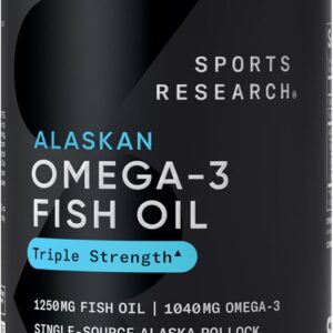 Sports Research® Omega-3 Fish Oil 1250mg from Wild Alaska Pollock, 90 Count