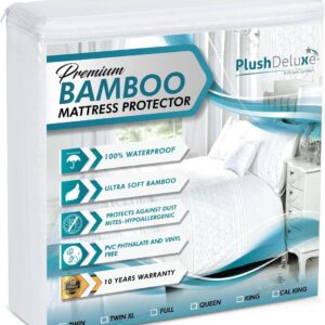 PlushDeluxe Bamboo Waterproof Mattress Protector, King Size, Ultra Soft