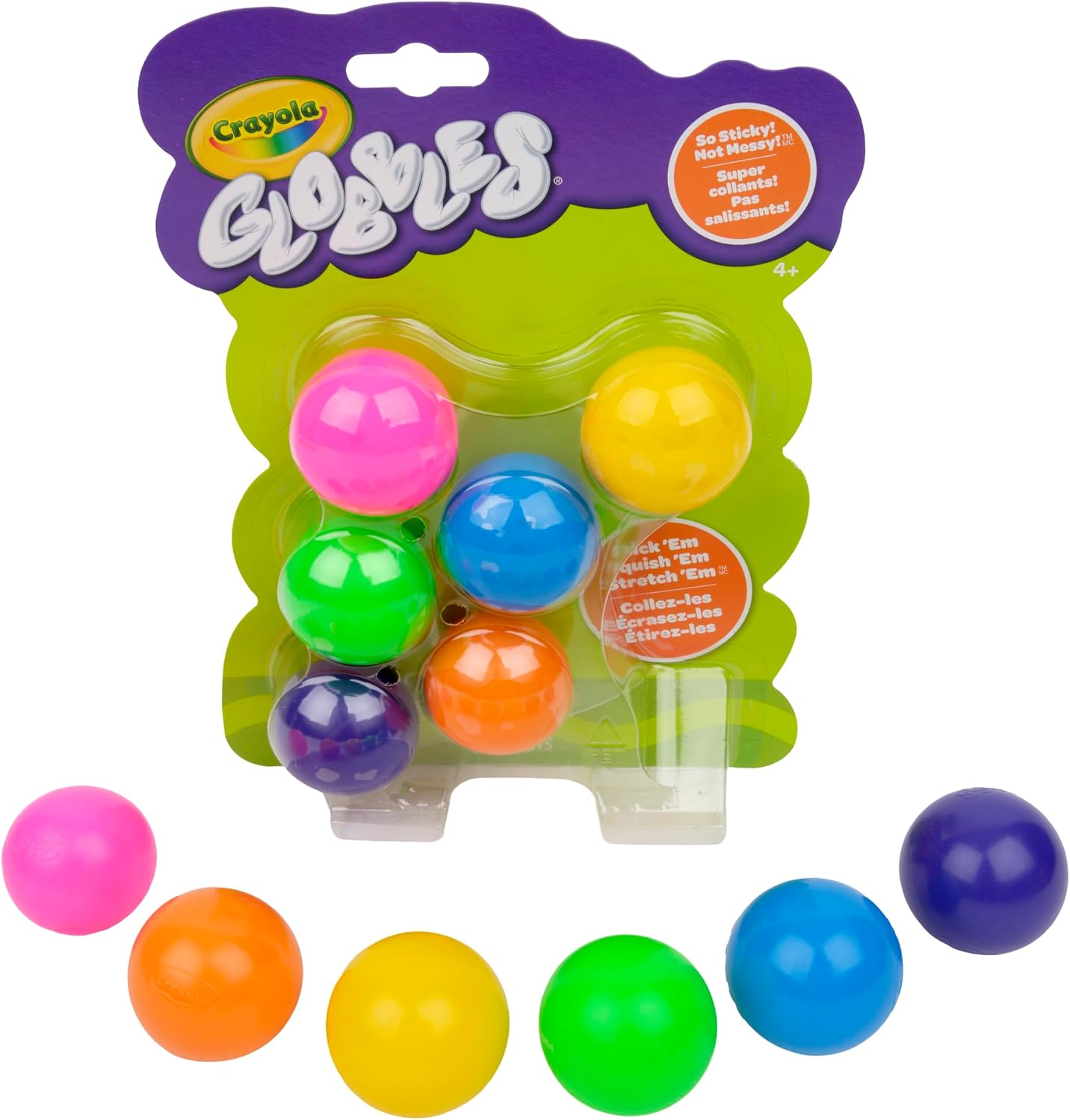 Crayola Globbles Fidget Toy (6ct), Sticky Stress Ball for Adults & Kids, Squishy Balls, Calming Sensory Gifts for Stress