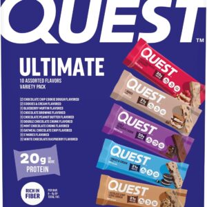 Quest Nutrition Ultimate Variety Pack Protein Bars, High Protein, Low Carb, Gluten Free, Keto Friendly, 12 Count