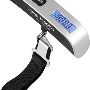 travel inspira Digital Luggage Scale – Portable Hanging Suitcase Weight Scale for Travel, 110 lb Capacity, Backlit LCD D