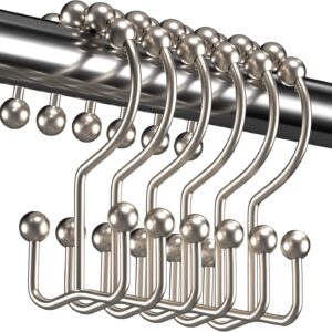 Titanker Shower Curtain Hooks Rings, Rust Resistant Metal Double Glide Shower Hooks Rings for Bathroom Shower Rods Curta