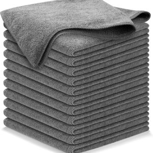 USANOOKS Microfiber Cleaning Cloth Grey - 12 Pcs (12.5"x12.5") - High Performance - 1200 Washes, Ultra Absorbent Microfi