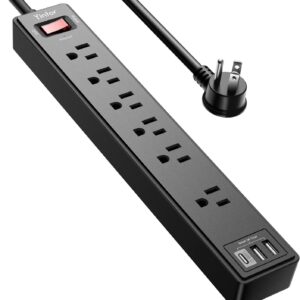 Yintar 6Ft Surge Protector Power Strip with 6 Outlets & 3 USB Ports, Black
