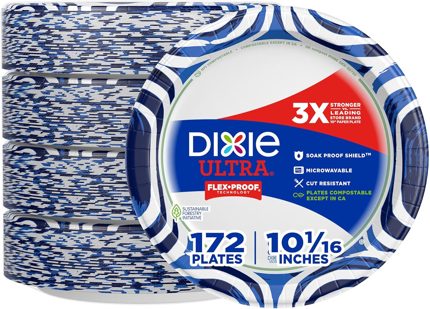 Dixie Ultra Large Paper Plates, 10 Inch, Heavy Duty Disposable Plates