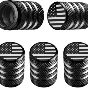 DECURCAR Tire Valve Stem Caps 5 Pack American Flag - Black