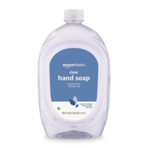Amazon Basics Gentle & Mild Clear Liquid Hand Soap Refill, Triclosan-Free, Dermatologist-Tested, pH Balanced, Cruelty-Fr