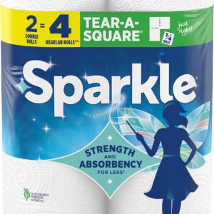Sparkle Tear-A-Square Kitchen Paper Towels, 2 Double Rolls, 220 Sheets