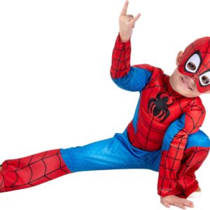 MARVEL Official Toddler Deluxe Halloween Costume - Premium Quality Padded Jumpsuit and Fabric Headpiece (3T-4T)