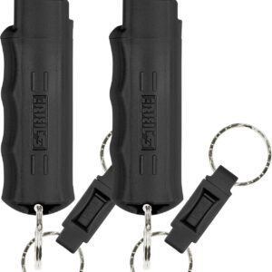Sabre Pepper Spray with Quick Release Keychain for Self Defense – Maximum Police Strength OC Spray with UV Marking Dye,