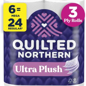 Quilted Northern Ultra Plush Toilet Paper, 6 Mega Rolls = 24 Regular Rolls