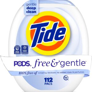 Tide PODS Free & Gentle Laundry Detergent Soap Pacs, 112 Count, Tide PODS Laundry Detergent, Laundry Detergent Pacs, Lau