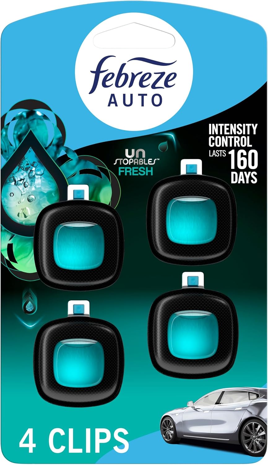 Febreze Car Air Freshener, Odor-Fighting Automotive Vent Clip, Scented Car Accessories, Long Lasting for Strong Odors, U