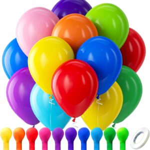 Bezente Assorted Latex Rainbow Balloons 100 Pack 12 inch