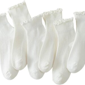 Hstyle 6 Pairs of Ruffle Socks Women, Cute Ruffle Ankle Socks