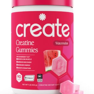 Create Creatine Monohydrate Gummies for Women and Men, Watermelon, 90ct