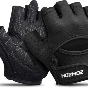 HOZMOZ Ventilated Weight Lifting Gloves, Thick Padded Workout Gym Gloves with Full Palm Protection & Grip & Shock Absorp