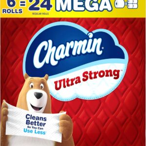 Charmin Ultra Strong Toilet Paper, 6 Mega = 24 Regular Rolls, 2-Ply, White