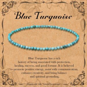 BONNY BOXX Natural Genuine Gemstone Faceted Round Beads Bracelets, 3mm Adjustable Stretchy Tiny Faceted Bracelet, Healin