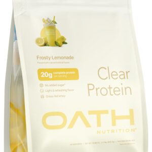 Oath Nutrition Clear Whey Isolate Protein Powder, Frosty Lemonade, 20g Complete Protein per Serving, No Added Sugar, Gra