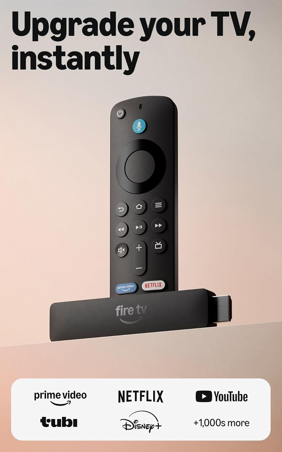 Amazon Fire TV Stick HD (newest model), free & live TV, Alexa Voice Remote, powered by the TV, effortless setup, find sh