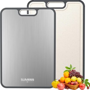 SUMZZZ Titanium Cutting Board, Food Grade Titanium/PP Dual-Sided Surface, Separate Prep Surfaces for Raw & Cooked Food,
