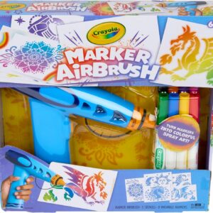 Crayola Marker Airbrush Spray Art Kit, 8 Washable Markers, 5 Stencils