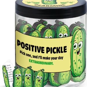 DEARMINE 60 Positive Pickle Cards Jar, Birthday Gifts for Women, Teens, Adults, Back to School Gift, White Elephant Gift