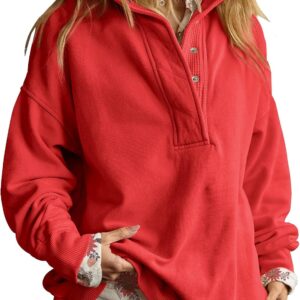 Gacaky Sweatshirt for Women Oversized Henley Neck Pullover Top Fall Outfits