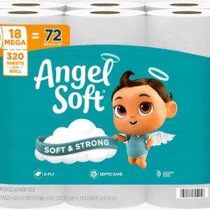 Angel Soft Toilet Paper, 18 Mega Rolls = 72 Regular Rolls, Soft and Strong