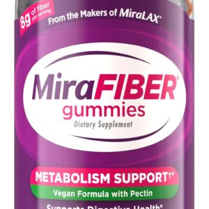MiraFIBER Gummies, from The Makers of MiraLAX, Vegan Formula, 8g Per Serving, Gut Health for Men & Women, Prebiotic Fibe