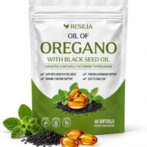 Resilia Softgels with Black Seed Oil – Premium Grade Oregano Oil Capsules for Immune & Digestive Support – Gluten-Free S