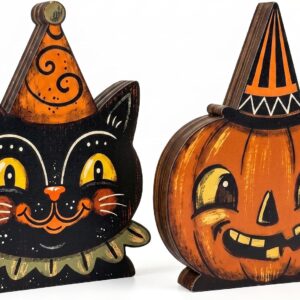 Wooden Halloween Decor Small Halloween Signs Indoor Decor Black Cat Pumpkin