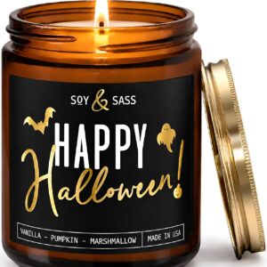 Happy Halloween Candle - Vanilla Pumpkin Marshmallow Scent, Made in USA