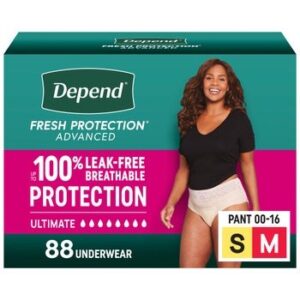 Depend Fresh Protection Advanced Incontinence & Postpartum Bladder Leak Underwear for Women, Ultimate Absorbency